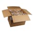 An open cardboard box filled with several smaller items wrapped in clear plastic bags. The box flaps are open, and the contents are visible.